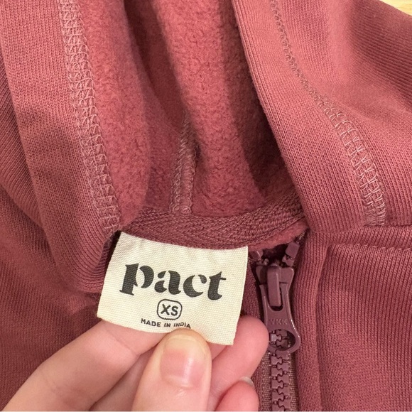 Pact Brushed Fleece Zip Hoodie Mauve Size Extra Small Organic Cotton - Picture 6 of 6
